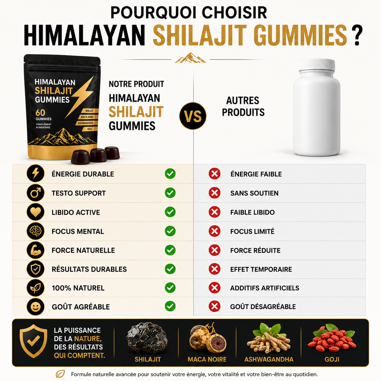 Shilajit Gummies Premium |Testostérone,Focus & Énergie