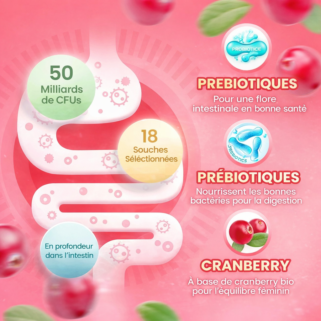 Gummies Probiotiques Femme – Cranberry & Prébiotiques