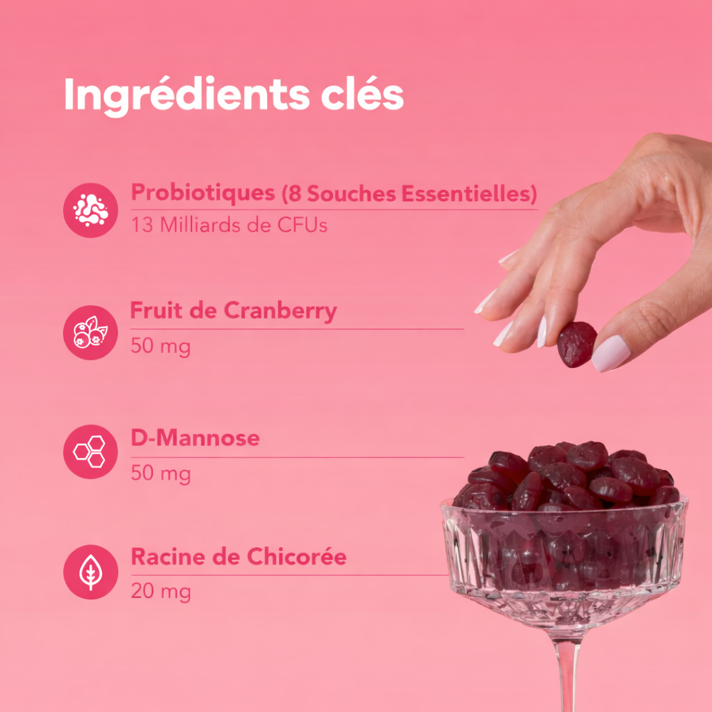 Gummies Probiotiques Femme – Cranberry & Prébiotiques