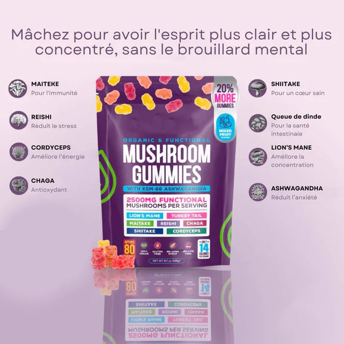 Mushroom Gummies : Champignons Fonctionnels – Focus & Énergie