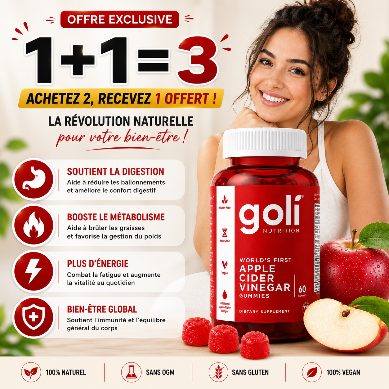 Goli Nutrition – Gummies Vinaigre de Cidre de Pomme