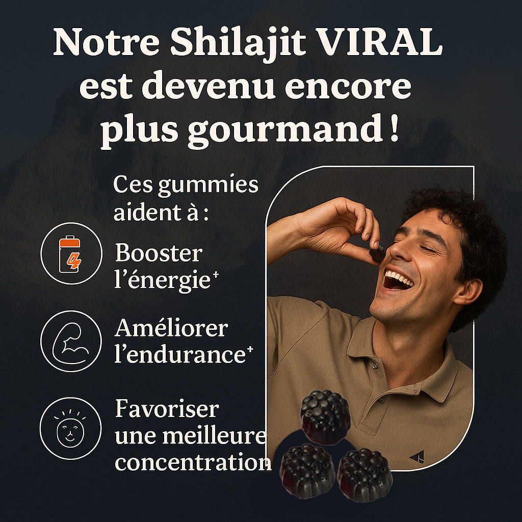 Gummies Shilajit 8 en 1 – la Vitalité Masculine, Immunité & Testostérone Naturelle