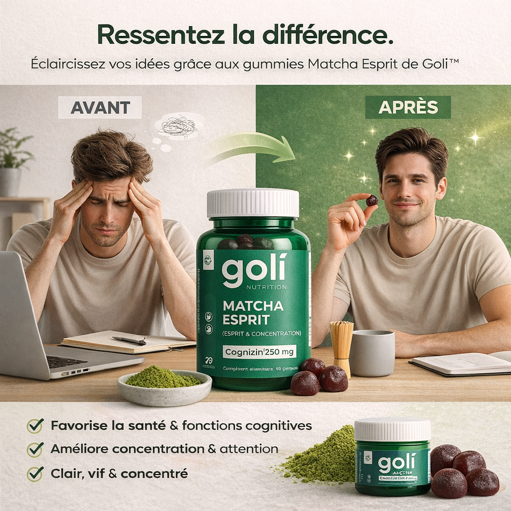 Goli Matcha Mind – La solution n°1 au Maroc pour performance mentale et focus naturel