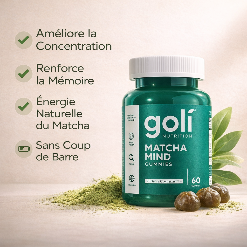 Goli Matcha Mind – La solution n°1 au Maroc pour performance mentale et focus naturel